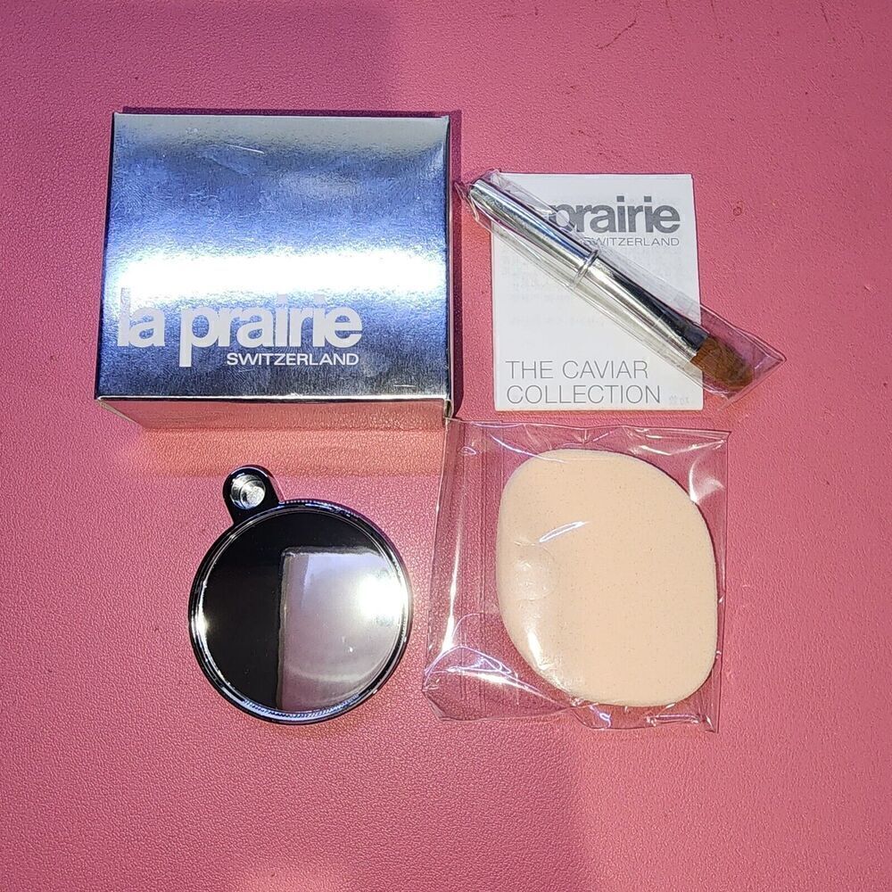 NIB La Prairie Accessory Set Stand Sponge Brush for Skin Caviar Foundation